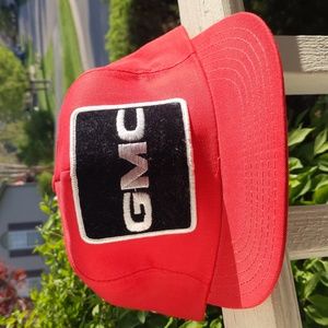 Vintage GMC Red baseball cap velvet patch snapback closure 80's made in usa